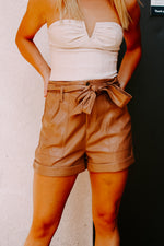 You Can Dance Leather Shorts - Latte