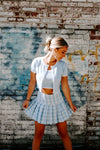 Summer Blues Plaid Skirt